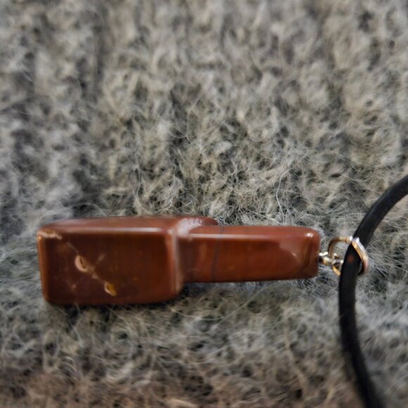 COPY - NWOT Red jasper gemstone axe/battle axe pendant, artisan, unisex - Picture 4 of 5